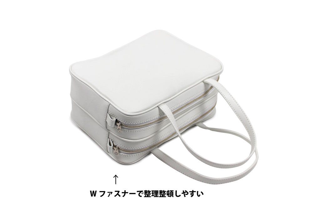 レザーボストンバッグ ホワイト2